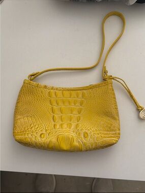 Brahmin Yellow Croc-Embossed Mini Shoulder Bag